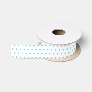 Ruban En Satin Motif simple à pois bleu bébé sur fond blanc