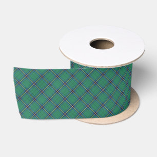 Ruban En Satin Motif Tartan Carreaux Diamant Vert