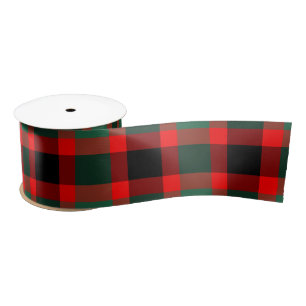 Ruban En Satin Motif Tartan rouge et vert