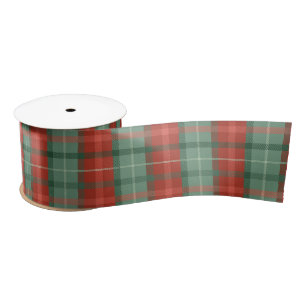 Ruban En Satin Motif tartan rouge et vert