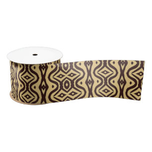 Ruban En Satin motif tribal Brown