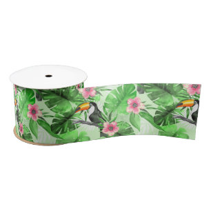 Ruban En Satin Motif tropical avec toucan