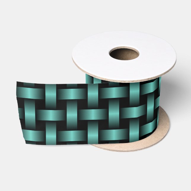 Ruban En Satin Motif turquoise Black Weaver (Bobine)