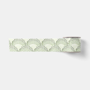 Ruban En Satin Motif vert ombré dégradé à points festonnés