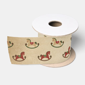 Ruban En Satin Motif vintage de cheval de basculage de Noël