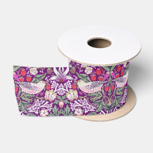 Ruban En Satin Motif William Morris Strawberry Thief Satin Ruban