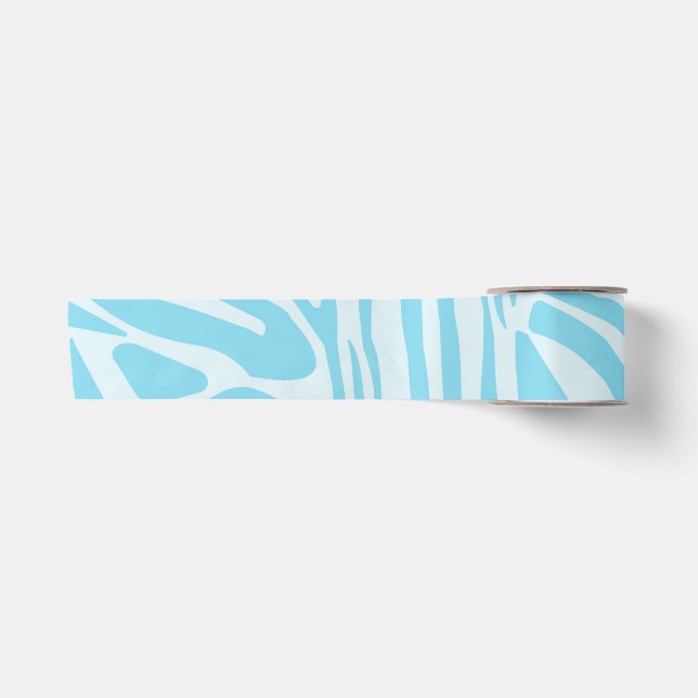 Ruban En Satin Motif Zèbre Bleu (Devant)