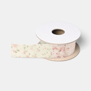 Ruban En Satin Motifs de courtepointe floraux rose menthe de ferm