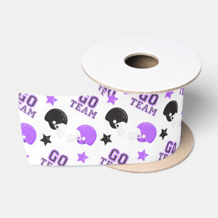 Ruban En Satin Motifs violets et noirs de football américain