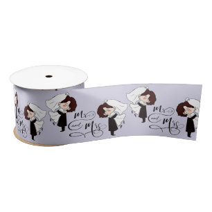 Ruban En Satin Mr & Mrs Bride et Groom Happiness