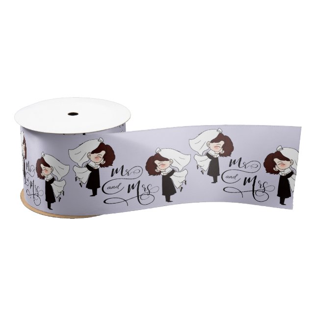 Ruban En Satin Mr & Mrs Bride et Groom Happiness (Bobine)