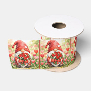 Ruban En Satin Nain aux roses rouges dans un jardin