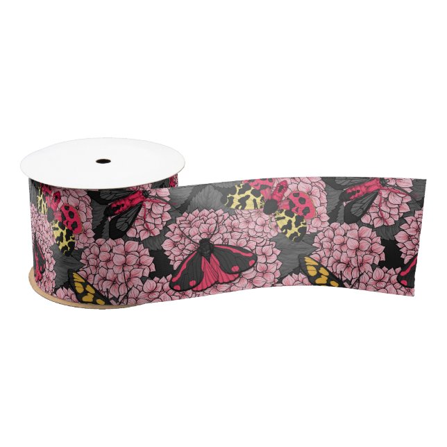 Ruban En Satin Nappes phréatiques à hydrangée rose (Bobine)