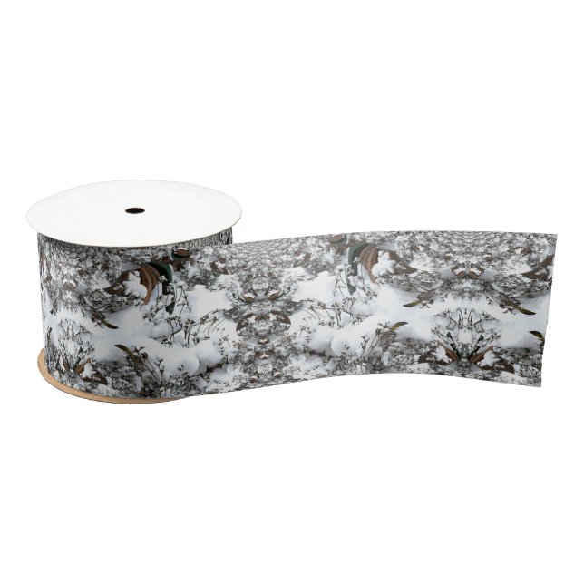 Ruban En Satin Neige Abstraite (Bobine)