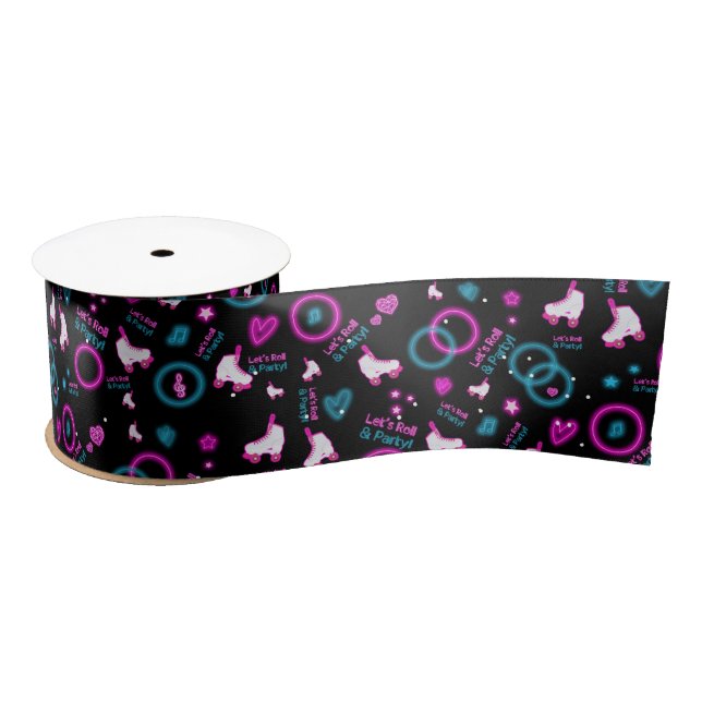 Ruban En Satin Neon Glow Roller Skating Roll Motif (Bobine)