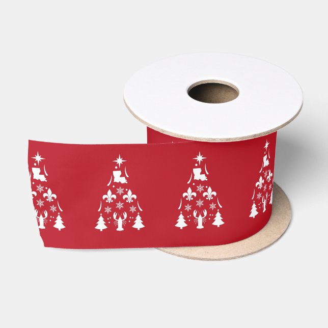 Ruban En Satin Noël à Cajun rouge et blanc (Bobine)
