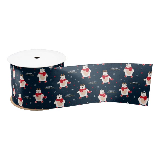 Ruban En Satin Noël à l'ours polaire (Bobine)
