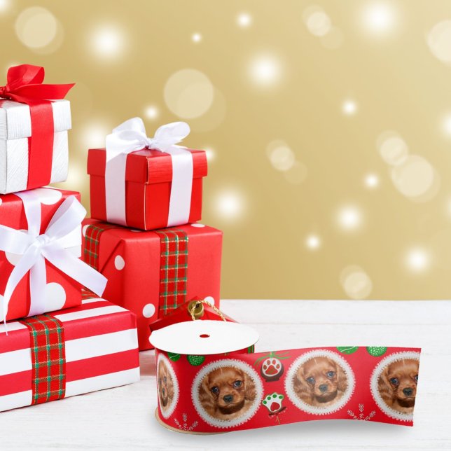 Ruban En Satin Noël Animal Photo Motif Traite Jouets (Créateur téléchargé)