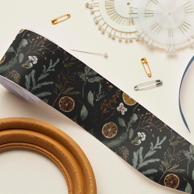 Ruban En Satin Noël botanique Moody Winter (Créateur téléchargé)