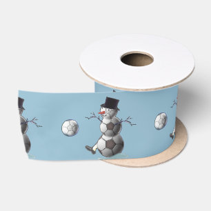 Ruban En Satin Noël de bonhomme de neige de ballon de football