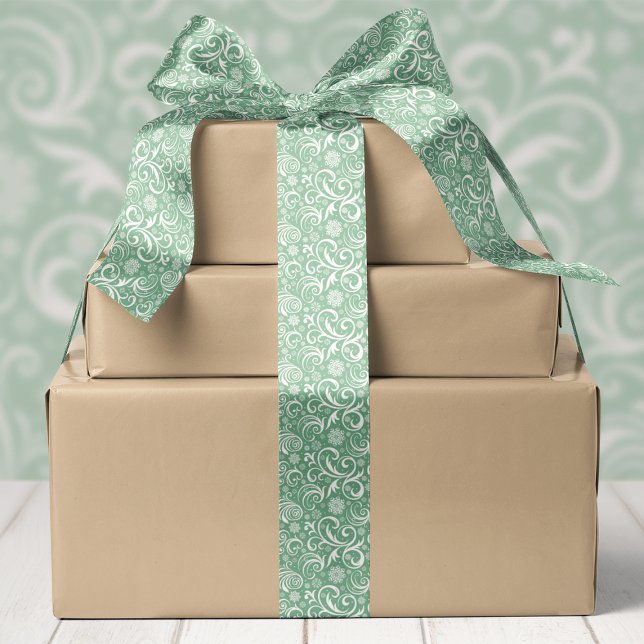 Ruban En Satin Noël des flocons de neige et des torrents verts (Créateur téléchargé)