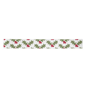 Ruban En Satin Noël Holly Red Berries Feuilles verts