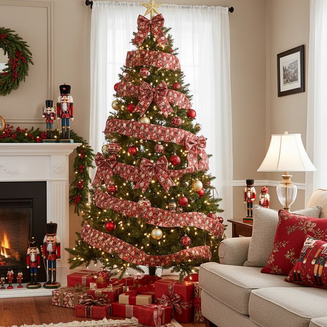 Ruban En Satin Noël motif des noix de cou rouges (Créateur téléchargé)