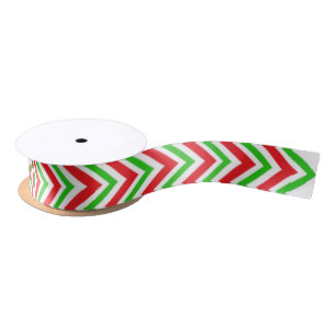 Ruban En Satin Noël Motif rouge et vert Chevron