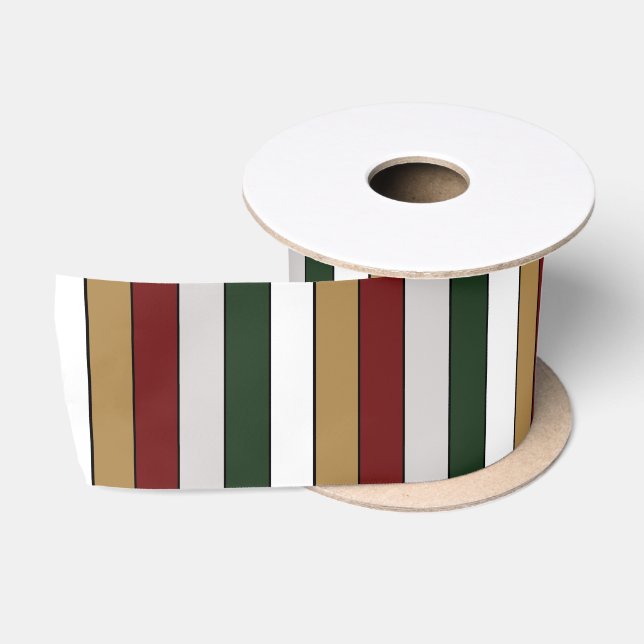Ruban En Satin Noël Or Vert Rouge Argent Et Blancs (Bobine)