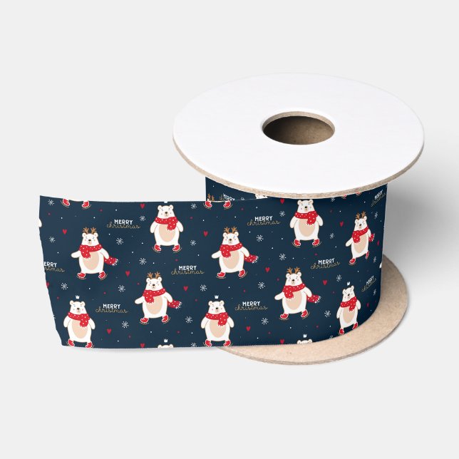 Ruban En Satin Noël ours polaire (Bobine)
