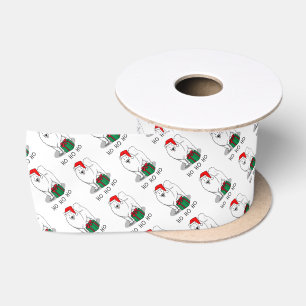 Ruban En Satin Noël Père Noël Casquette Samoyé Chien mignonne
