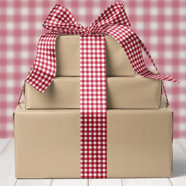 Ruban En Satin Noël Plaid Buffalo Rouge Et Blanc (Créateur téléchargé)