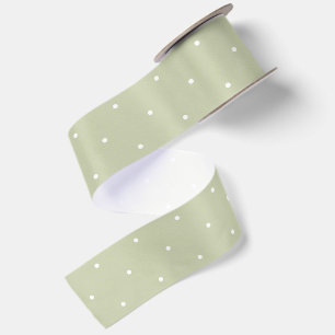 Ruban En Satin Noël Points Verts Blancs