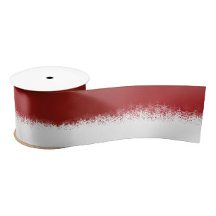 Ruban En Satin Noël Rouge Blanc Snowflakes Motif