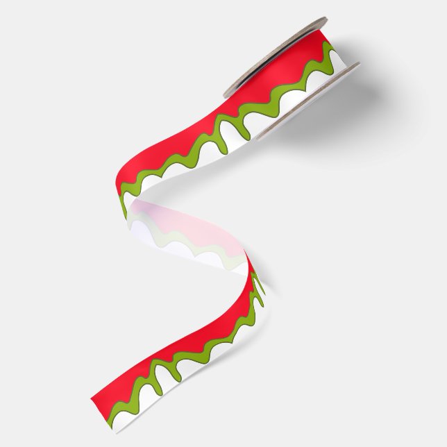 Ruban En Satin Noël rouge vert et blanc  (Dos)