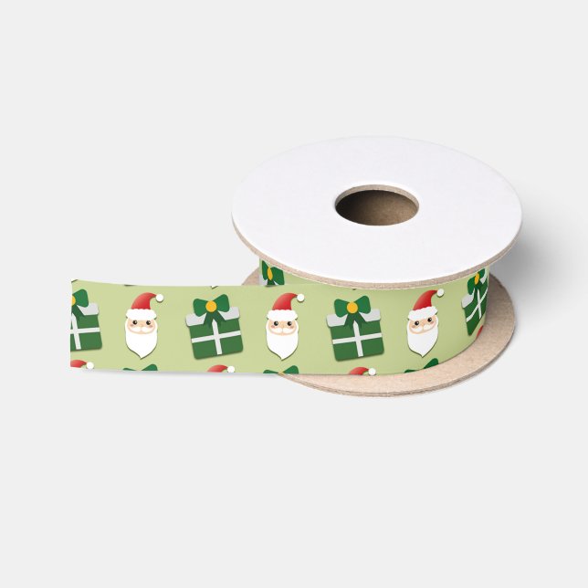 Ruban En Satin Noël Santa Rouge et Vert Festif (Bobine)