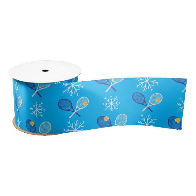 Ruban En Satin 🎄 Noël 🎾 tennis bleu (Bobine)