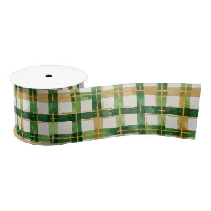 Ruban En Satin Noël vert doré