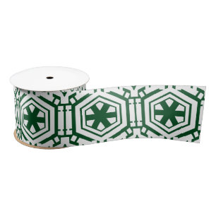 Ruban En Satin Noël vert foncé flacons blancs neige étoiles