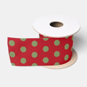 Ruban En Satin Noël Vert & Rouge à pois