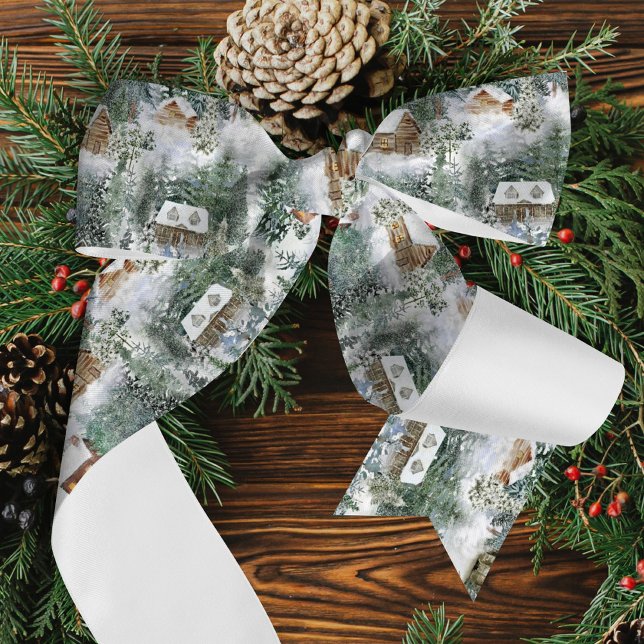 Ruban En Satin Noël Woodland hiver rustique (Créateur téléchargé)