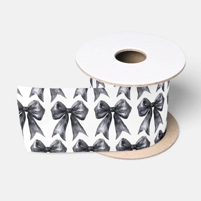Ruban En Satin Nœud Papillon Coquette Noir (Bobine)