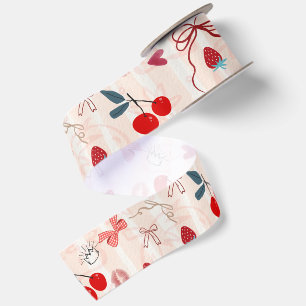 Ruban En Satin Nœuds et Étoiles de Cerise Douce Design Esthétique