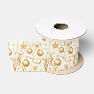 Ruban En Satin Nœuds Ornements Dorés Noël Fêtes