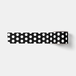 RUBAN EN SATIN NOIR BLANC POINTS À POIS SIMPLE ÉLÉGANT MODERNE