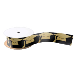 Ruban En Satin Noir de la feuille d'or de Faux de casquette