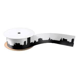 Ruban En Satin Noir et blanc New York Silhouette Pop Art