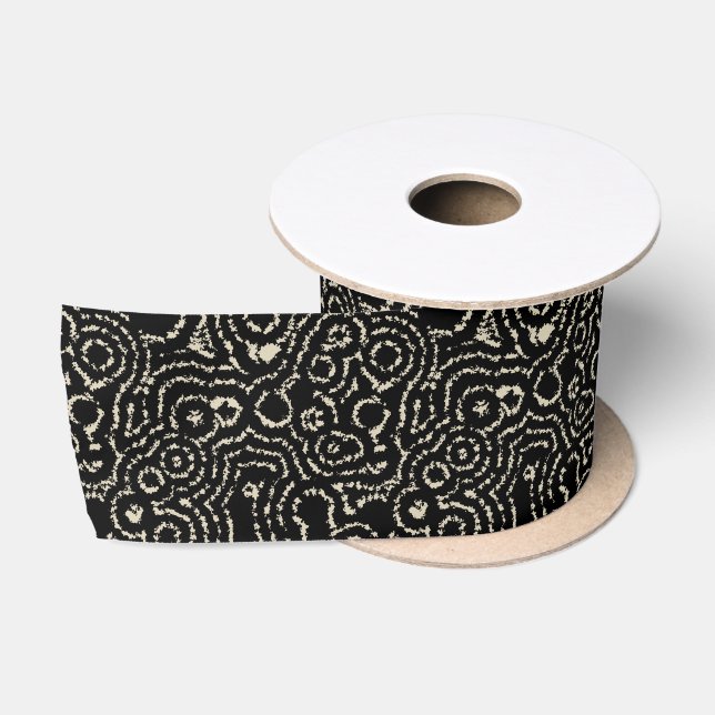 Ruban En Satin Noir et Taupe (Bobine)