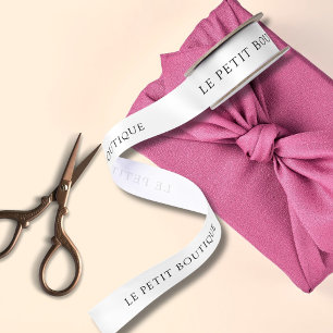 Ruban En Satin Nom d'entreprise personnalisé blanc