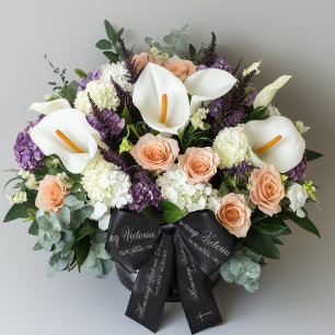 Ruban En Satin Nom d'honneur élégant lettrage mémorial noir